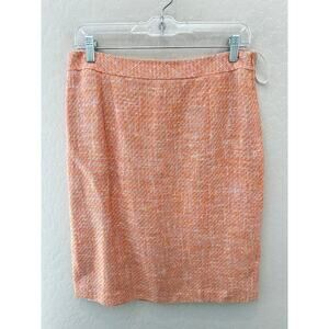 LAFAYETTE 148 New York Orange Tweed Skirt Cotton Blend Workwear Classic | Size 8